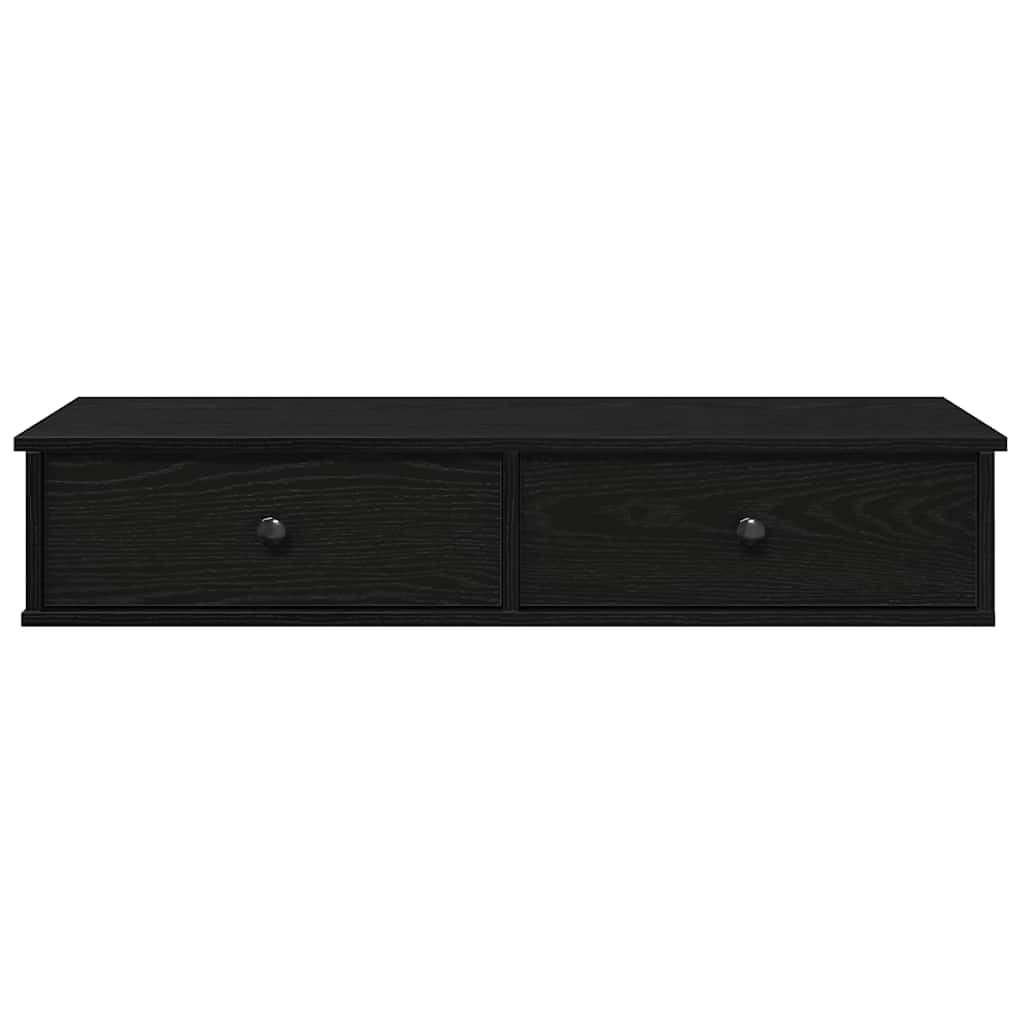 vidaXL Wall Shelf with Drawers Black 100x37.5x19 cm Engineered Wood