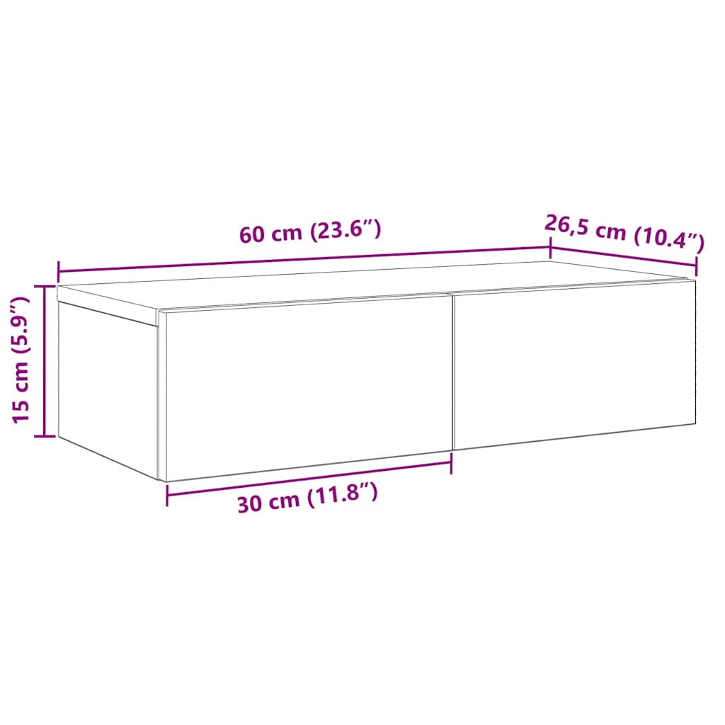 vidaXL Wall Shelf with Drawers Artisian Oak 60x26.5x15 cm Engineered Wood