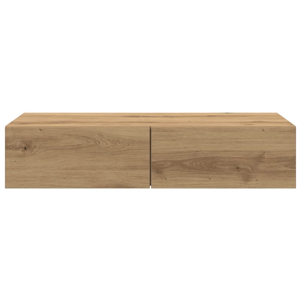 vidaXL Wall Shelf with Drawers Artisian Oak 80x33x17 cm Engineered Wood