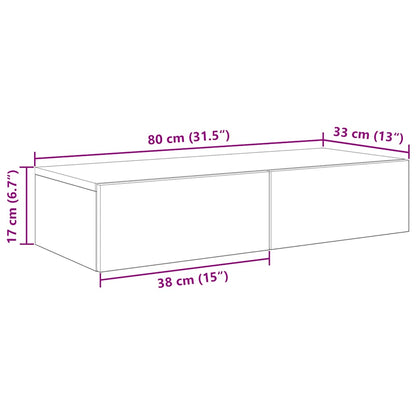 vidaXL Wall Shelf with Drawers Artisian Oak 80x33x17 cm Engineered Wood