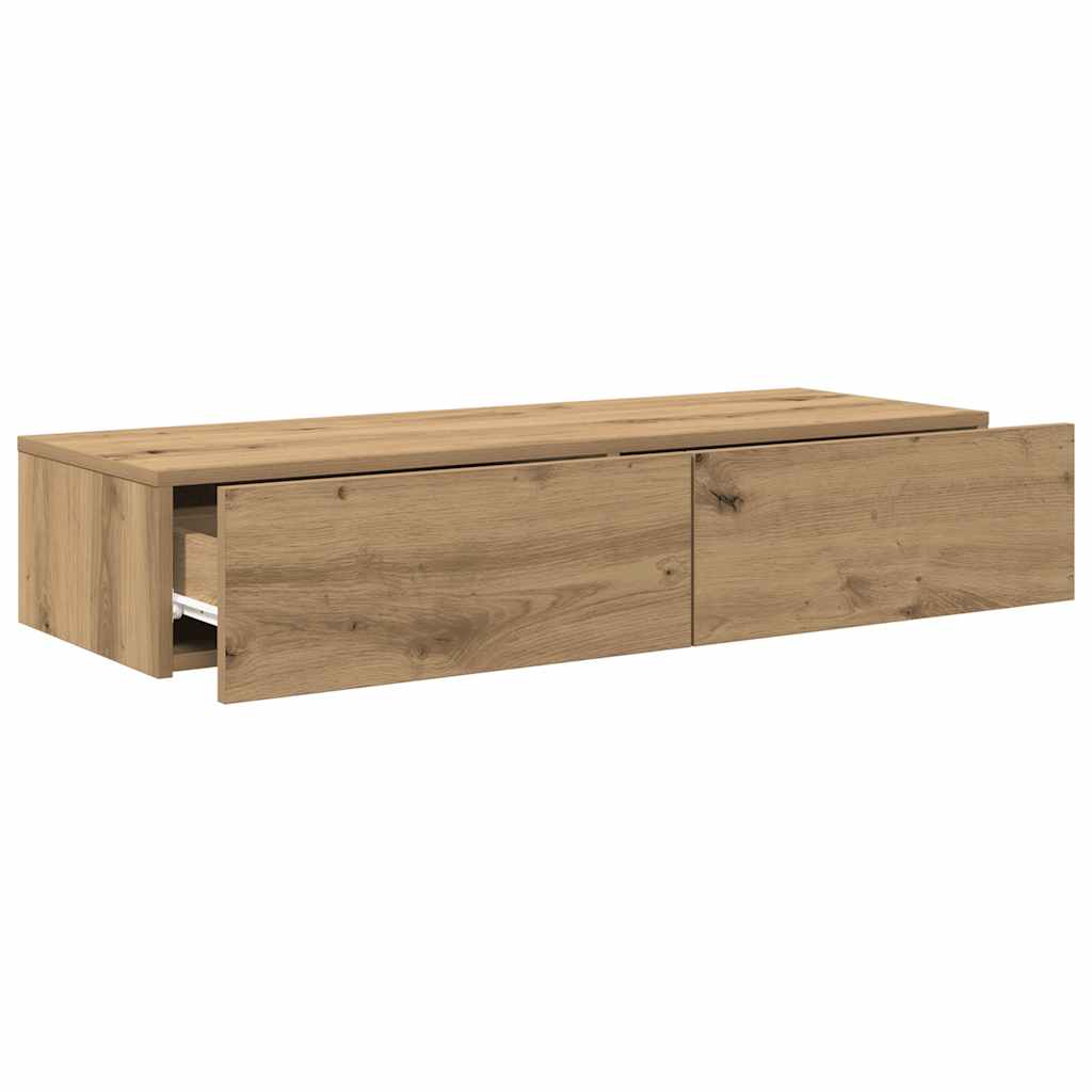 vidaXL Wall Shelf with Drawers Artisian Oak 100x36x19 cm Engineered Wood