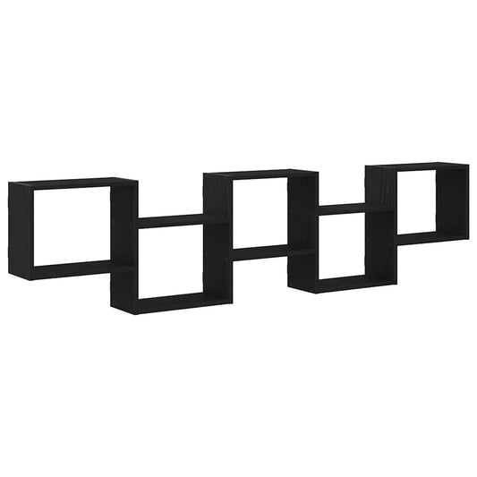 vidaXL Wall Cube Shelf 5 Compartments Black Engineered Wood