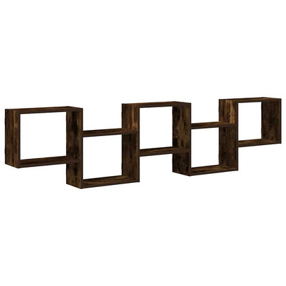 vidaXL Wall Cube Shelf 5 Compartments Smoked Oak Engineered Wood