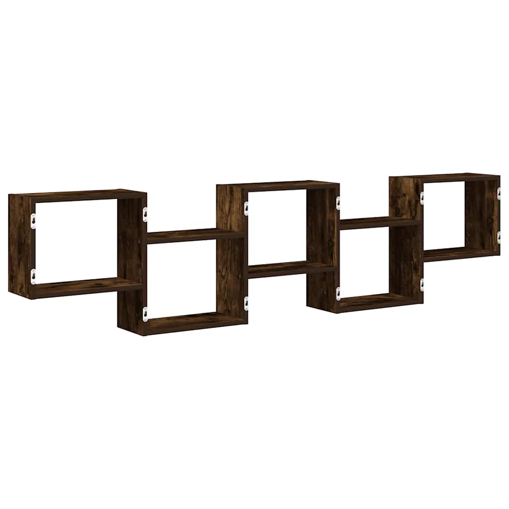 vidaXL Wall Cube Shelf 5 Compartments Smoked Oak Engineered Wood