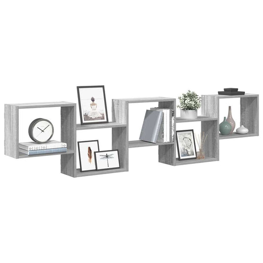 vidaXL Wall Cube Shelf 5 Compartments Grey Sonoma Engineered Wood