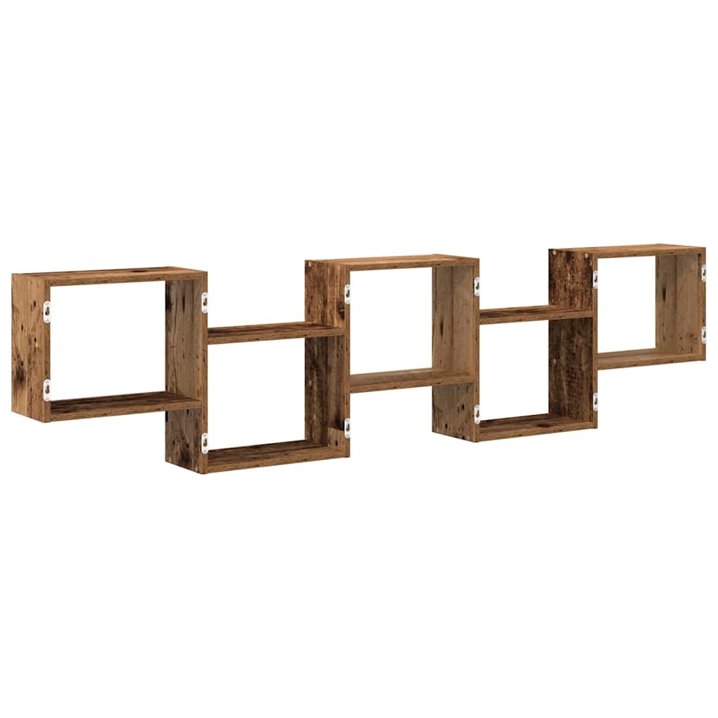 vidaXL Wall Cube Shelf 5 Compartments Old Wood Engineered Wood