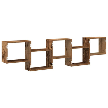 vidaXL Wall Cube Shelf 5 Compartments Old Wood Engineered Wood
