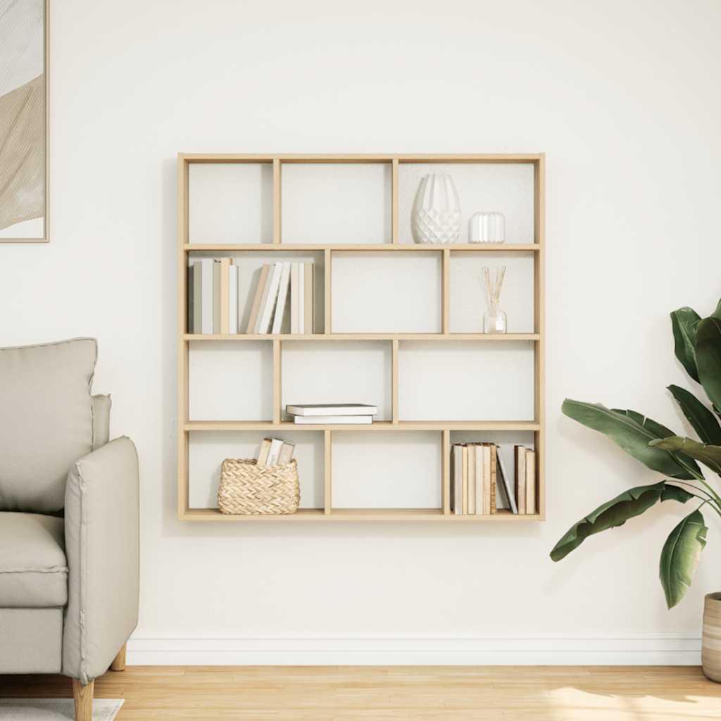 vidaXL Wall Cube Shelf 12 Compartments Sonoma Oak Engineered Wood