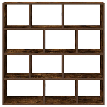 vidaXL Wall Cube Shelf 12 Compartments Smoked Oak Engineered Wood