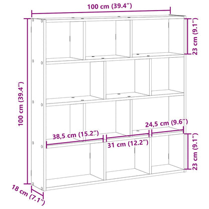vidaXL Wall Cube Shelf 12 Compartments Grey Sonoma Engineered Wood