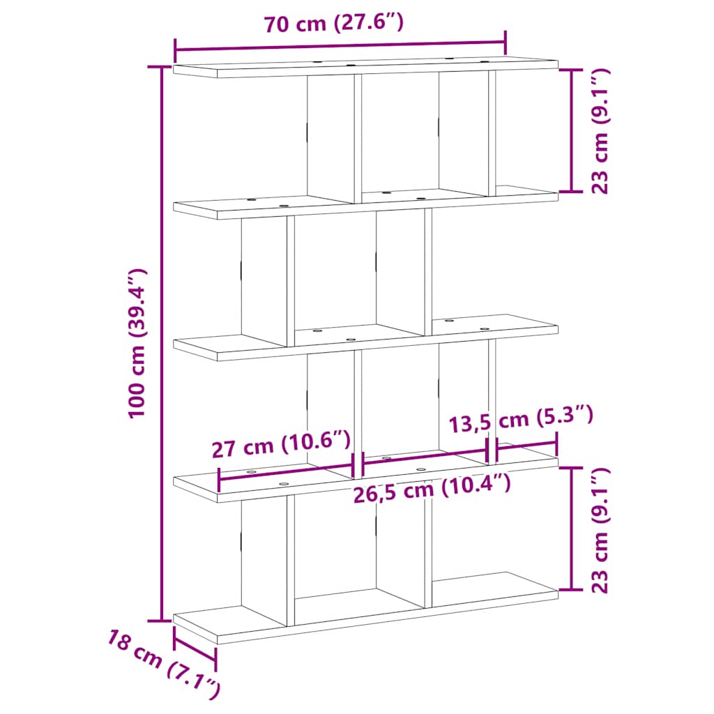 vidaXL Wall Cube Shelf 12 Compartments Sonoma Oak Engineered Wood