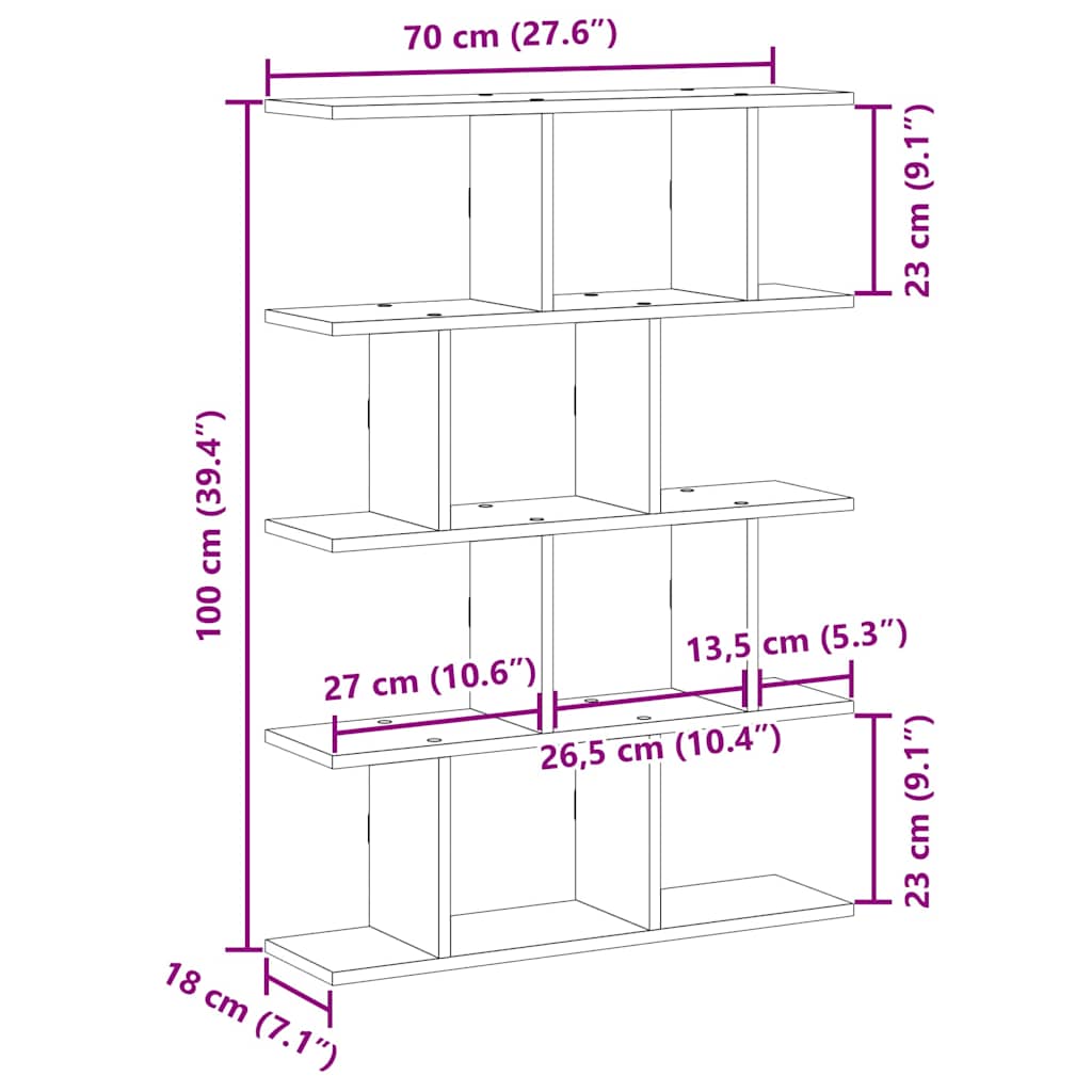 vidaXL Wall Cube Shelf 12 Compartments Concrete Grey Engineered Wood