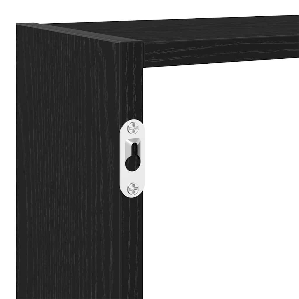 vidaXL Wall Cube Shelf 7 Compartments Black Engineered Wood