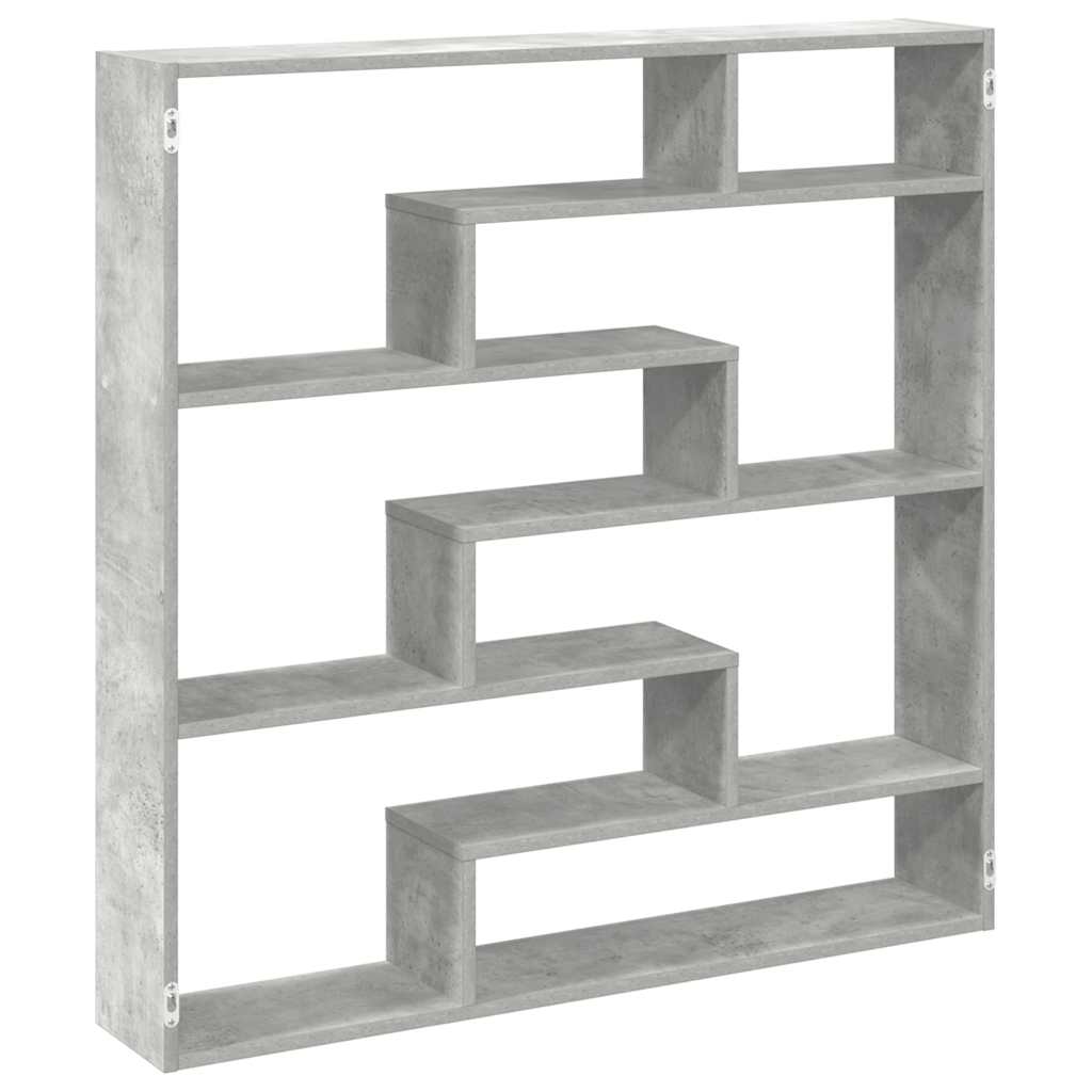vidaXL Wall Cube Shelf 7 Compartments Concrete Grey Engineered Wood