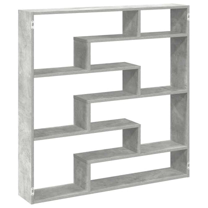 vidaXL Wall Cube Shelf 7 Compartments Concrete Grey Engineered Wood