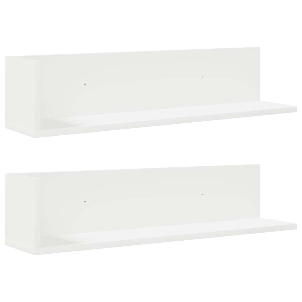 vidaXL Wall Shelves 2 pcs White 75x16.5x16.5 cm Engineered Wood
