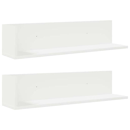 vidaXL Wall Shelves 2 pcs White 75x16.5x16.5 cm Engineered Wood