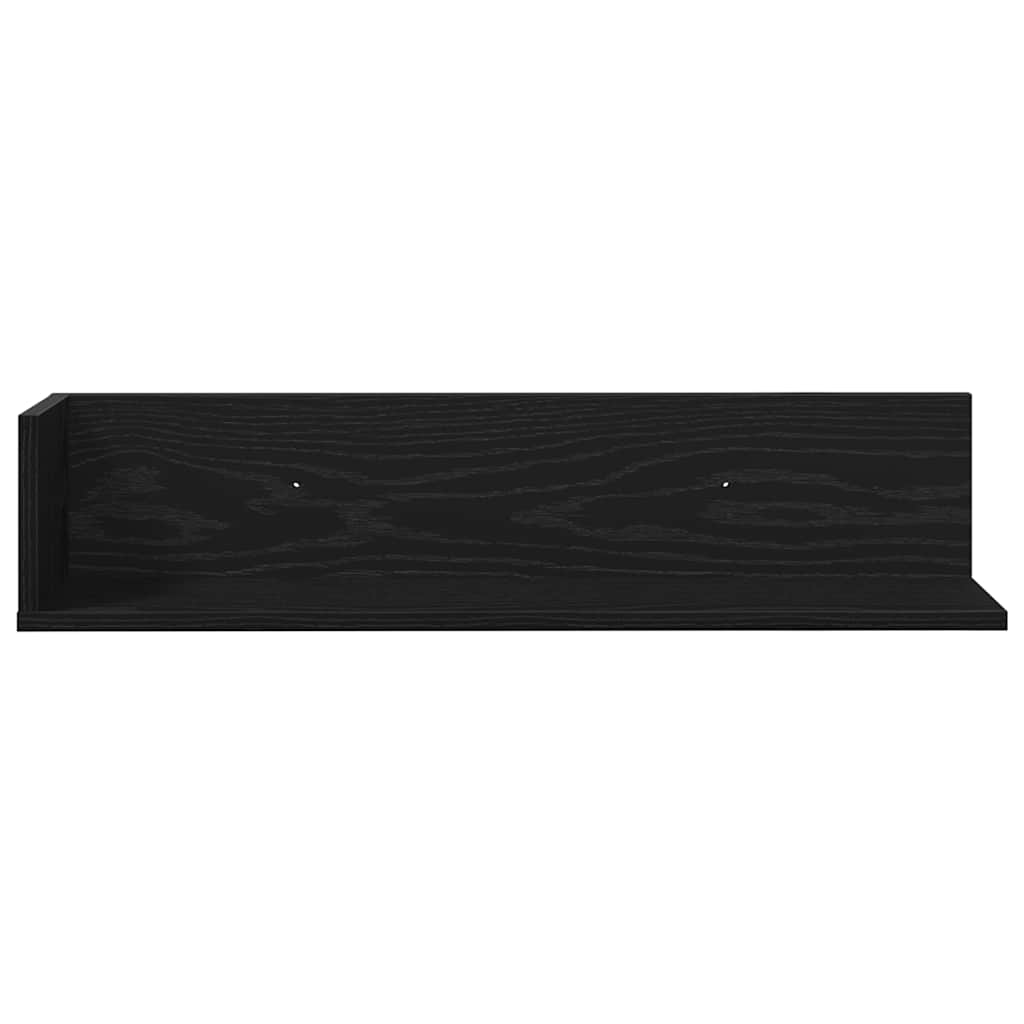 vidaXL Wall Shelves 2 pcs Black 75x16.5x16.5 cm Engineered Wood