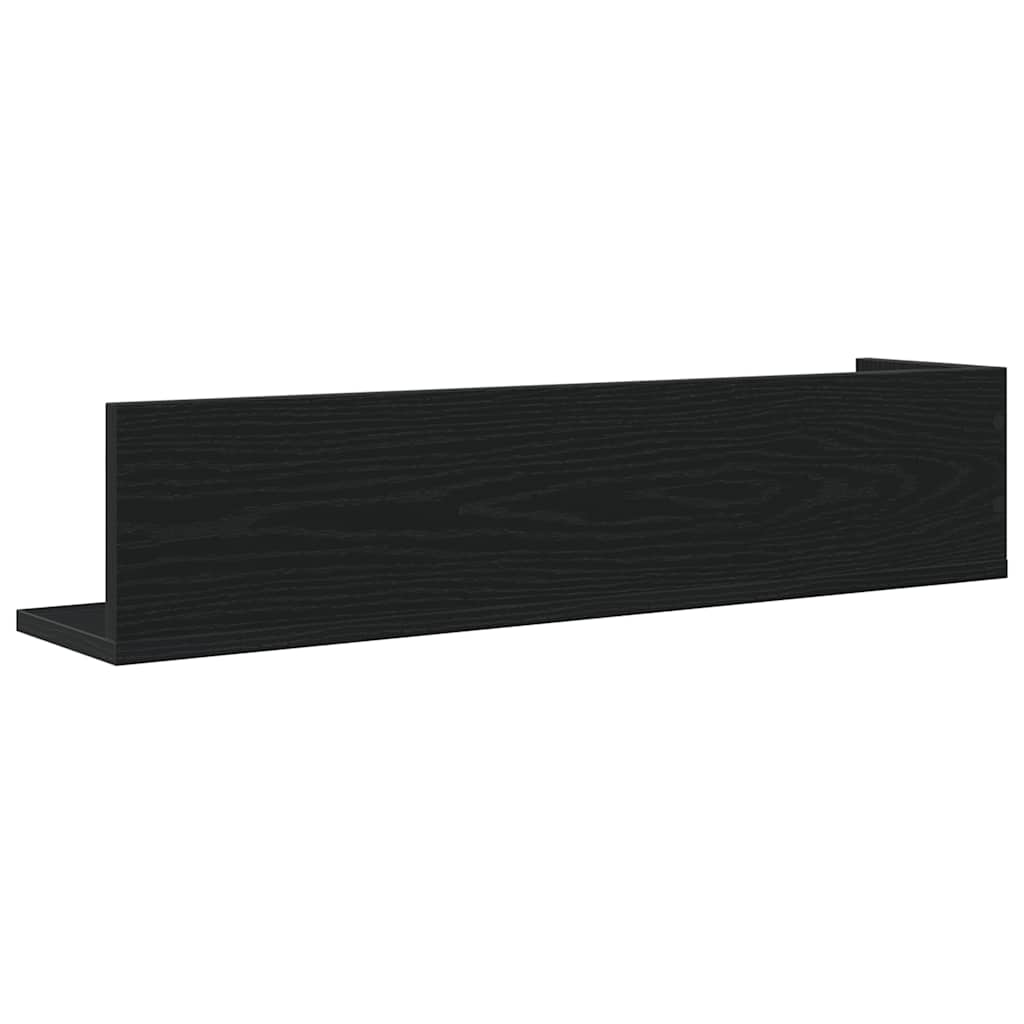 vidaXL Wall Shelves 2 pcs Black 75x16.5x16.5 cm Engineered Wood