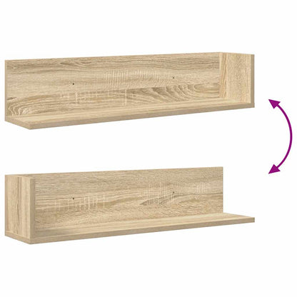 vidaXL Wall Shelves 2 pcs Sonoma Oak 75x16.5x16.5 cm Engineered Wood