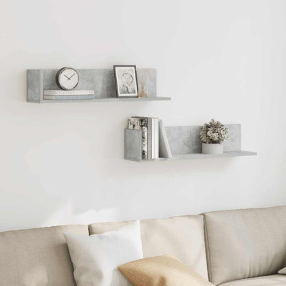 vidaXL Wall Shelves 2 pcs Concrete Grey 75x16.5x16.5 cm Engineered Wood