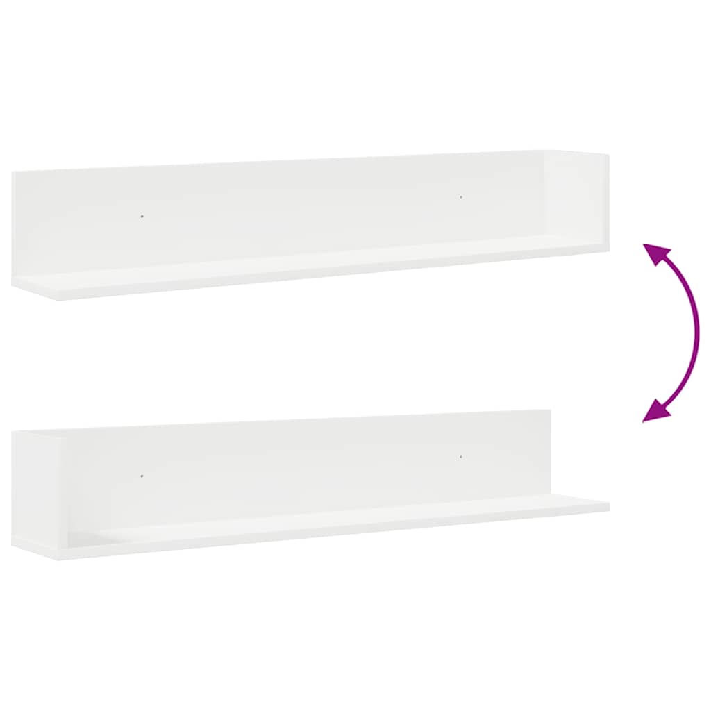 vidaXL Wall Shelves 2 pcs White 100x16.5x16.5 cm Engineered Wood