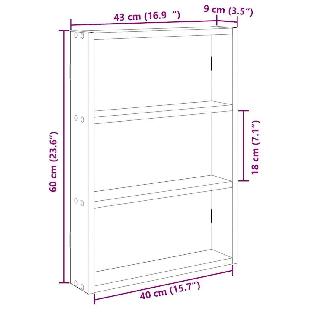 vidaXL Wall Shelf Artisan Oak 43x9x60 cm Engineered Wood
