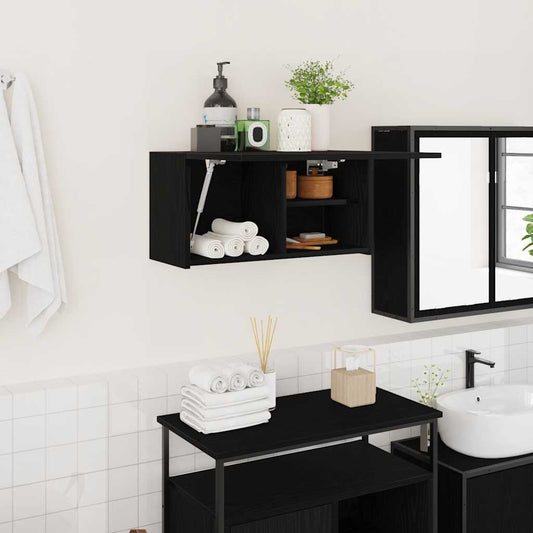 vidaXL Bathroom Wall Cabinet Black 60x25x30 cm Engineered Wood
