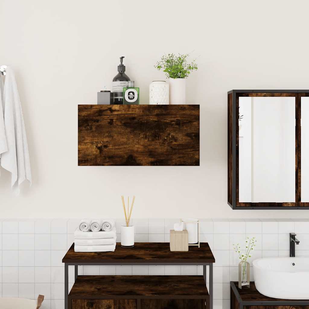 vidaXL Bathroom Wall Cabinet Smoked Oak 60x25x30 cm Engineered Wood