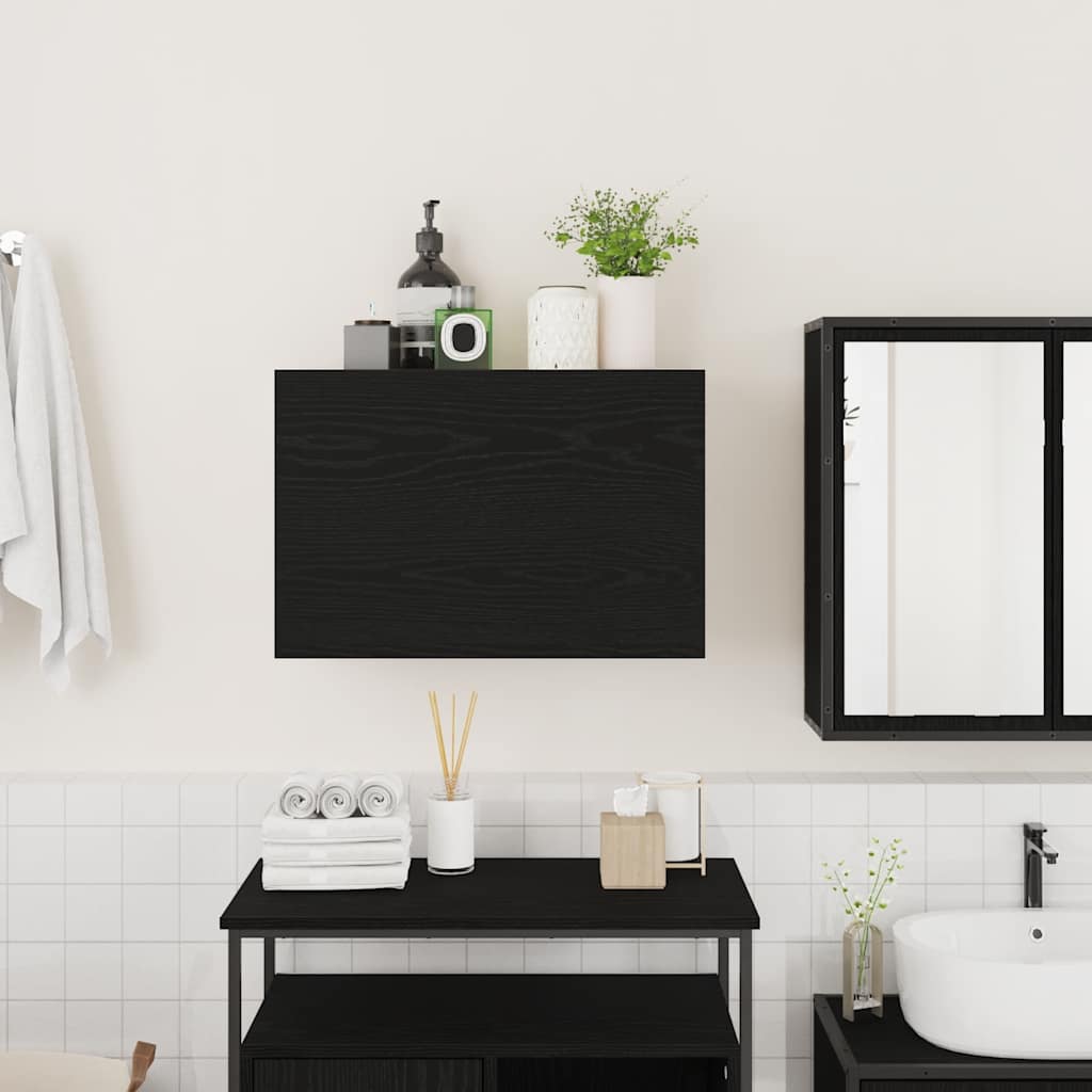 vidaXL Bathroom Wall Cabinet Black 60x25x40 cm Engineered Wood