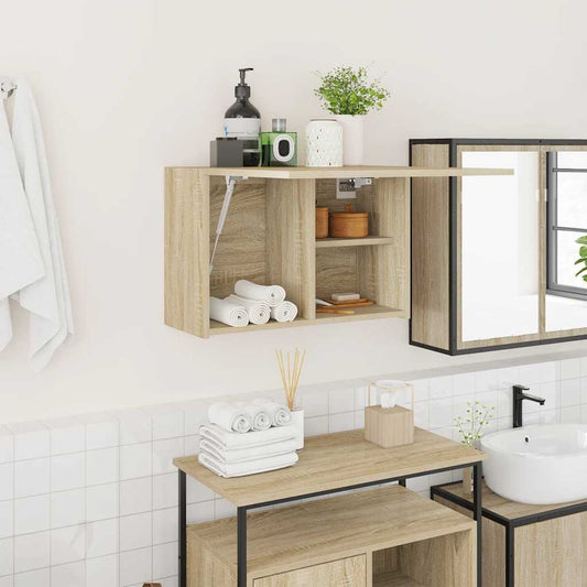 vidaXL Bathroom Wall Cabinet Sonoma Oak 60x25x40 cm Engineered Wood