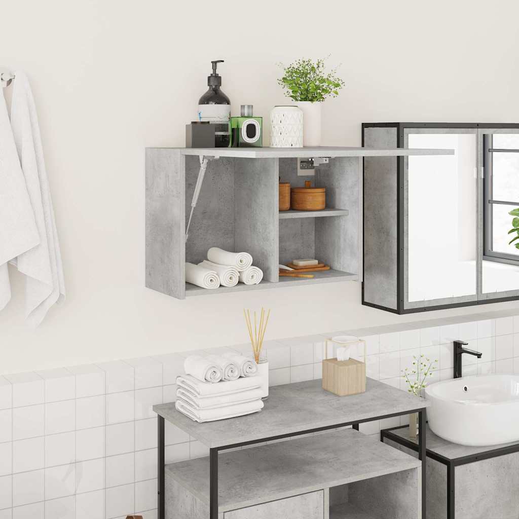 vidaXL Bathroom Wall Cabinet Concrete Grey 60x25x40 cm Engineered Wood
