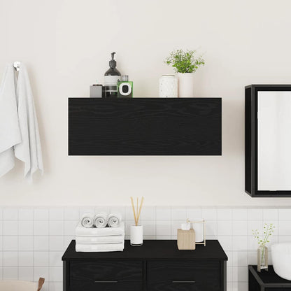vidaXL Bathroom Wall Cabinet Black 80x25x30 cm Engineered Wood