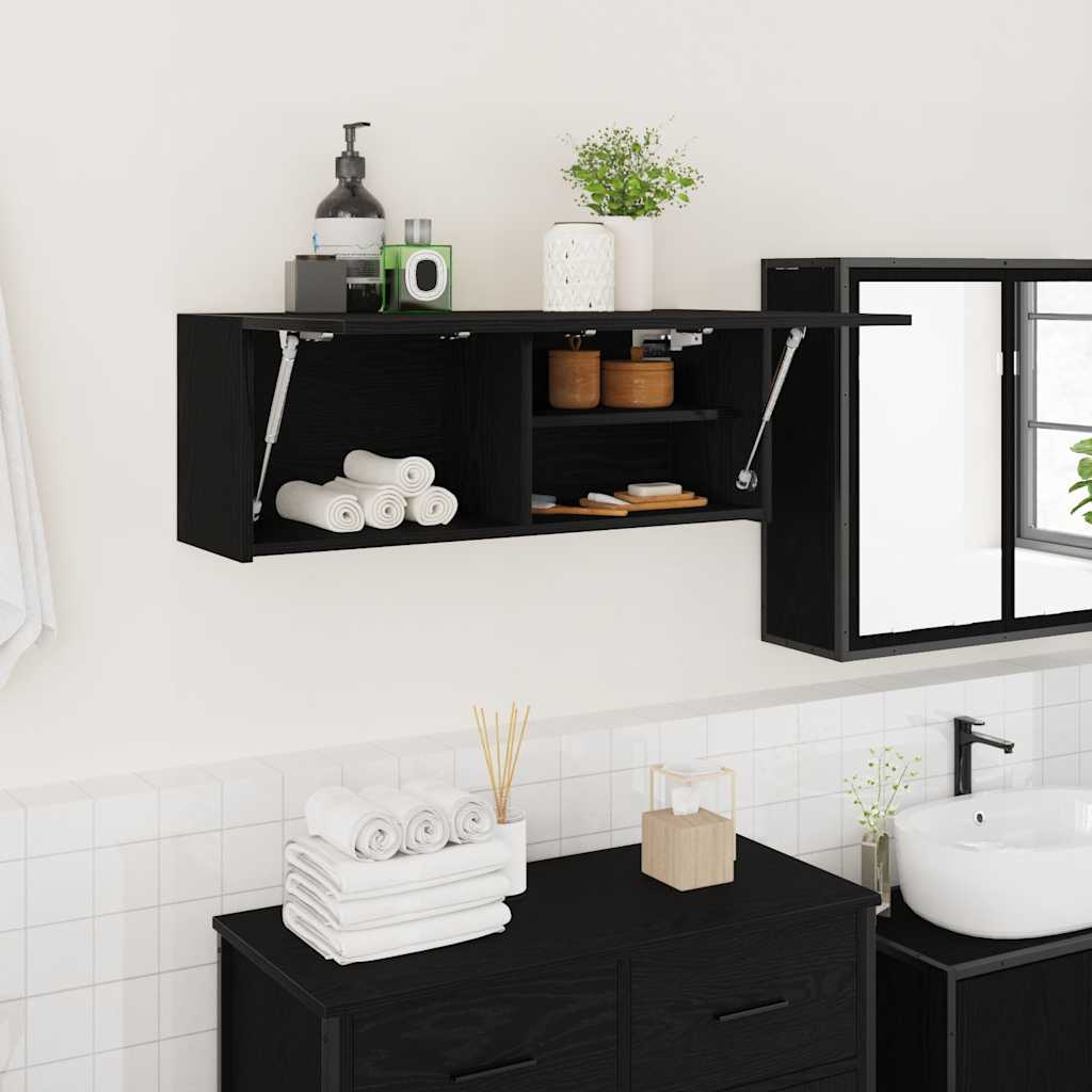 vidaXL Bathroom Wall Cabinet Black 80x25x30 cm Engineered Wood
