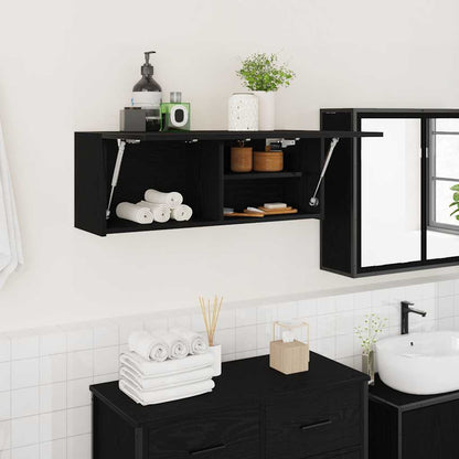 vidaXL Bathroom Wall Cabinet Black 80x25x30 cm Engineered Wood