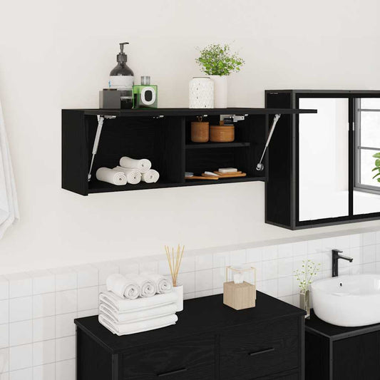 vidaXL Bathroom Wall Cabinet Black 80x25x30 cm Engineered Wood