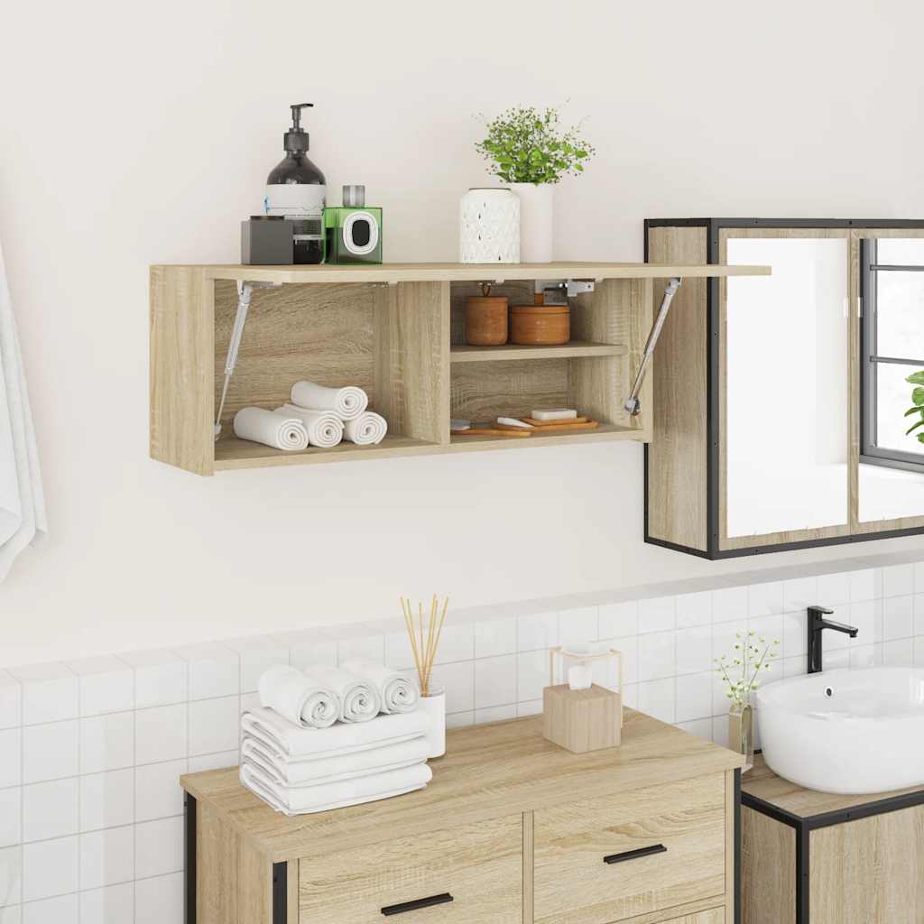 vidaXL Bathroom Wall Cabinet Sonoma Oak 80x25x30 cm Engineered Wood
