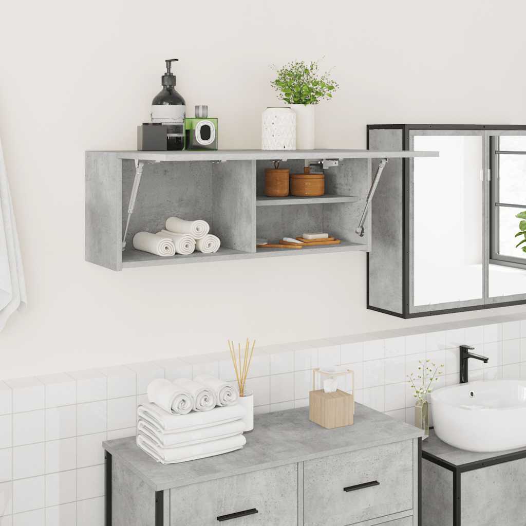 vidaXL Bathroom Wall Cabinet Concrete Grey 80x25x30 cm Engineered Wood