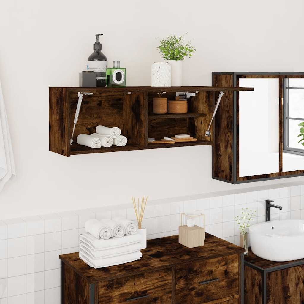 vidaXL Bathroom Wall Cabinet Smoked Oak 80x25x30 cm Engineered Wood