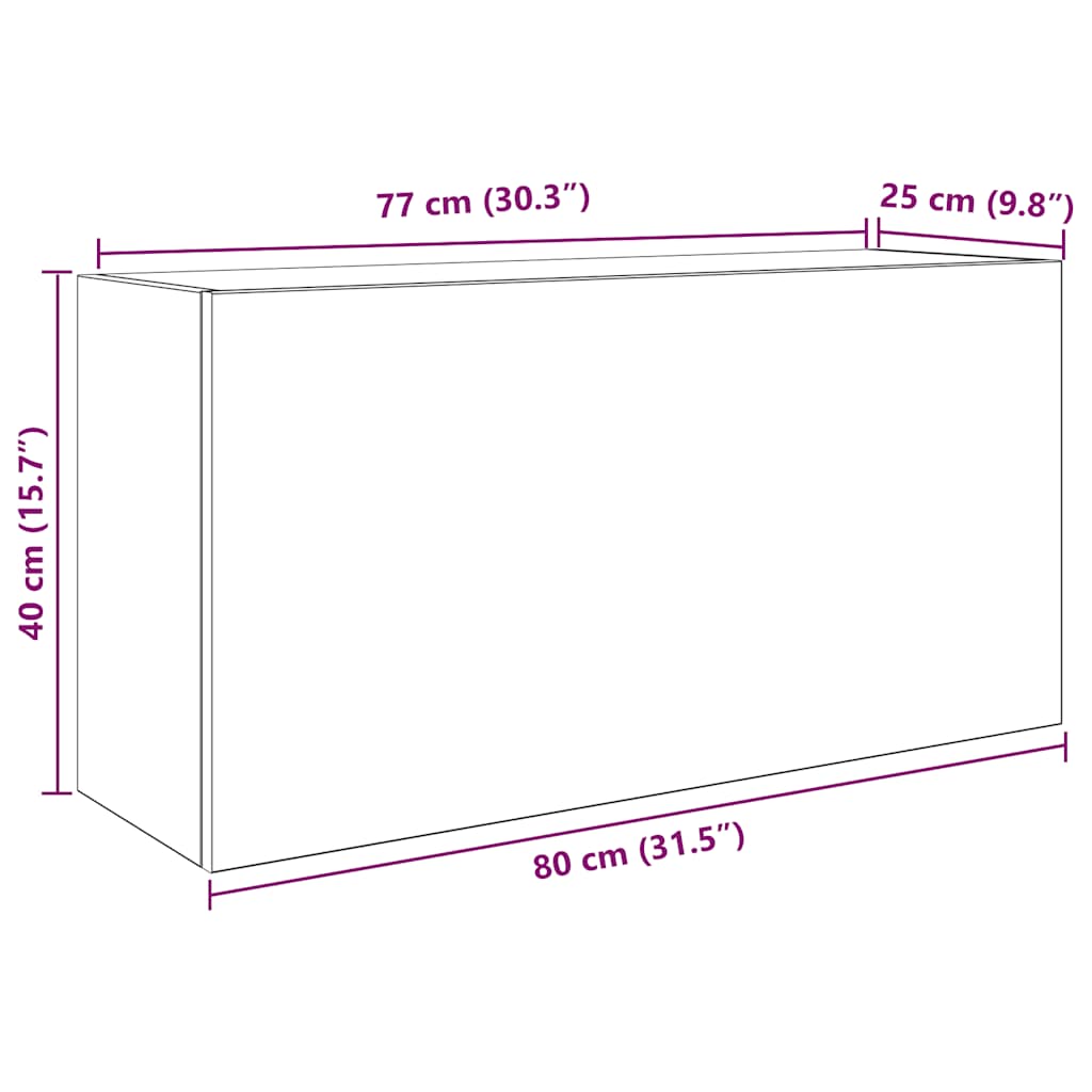 vidaXL Bathroom Wall Cabinet White 80x25x40 cm Engineered Wood