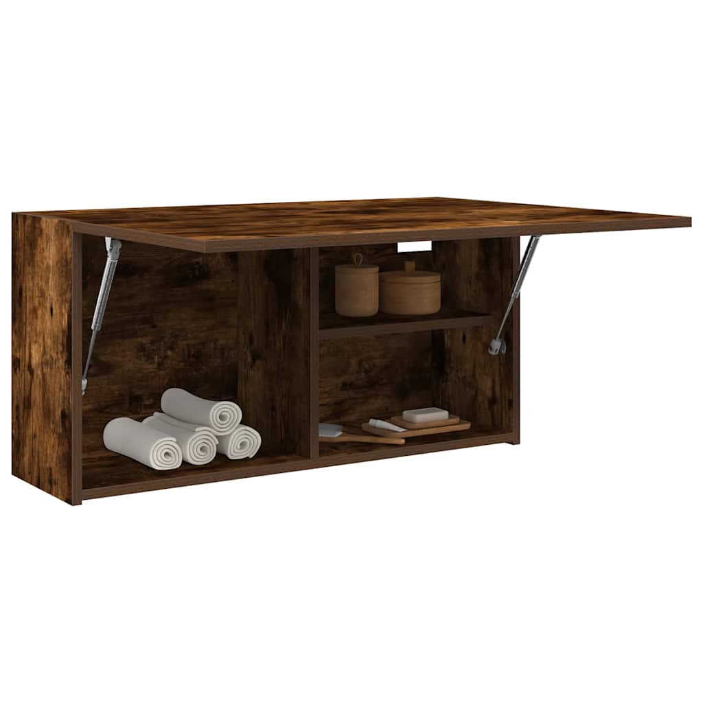 vidaXL Bathroom Wall Cabinet Smoked Oak 80x25x40 cm Engineered Wood