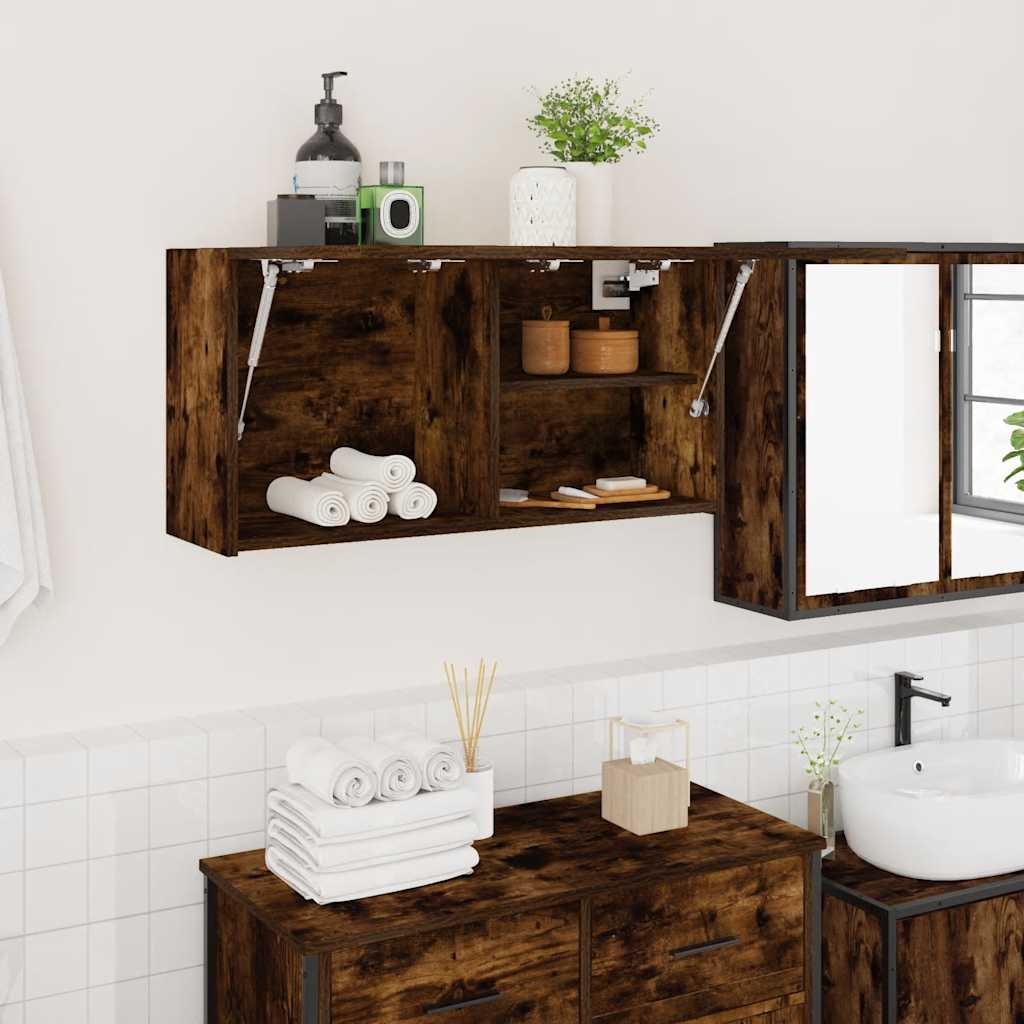 vidaXL Bathroom Wall Cabinet Smoked Oak 80x25x40 cm Engineered Wood