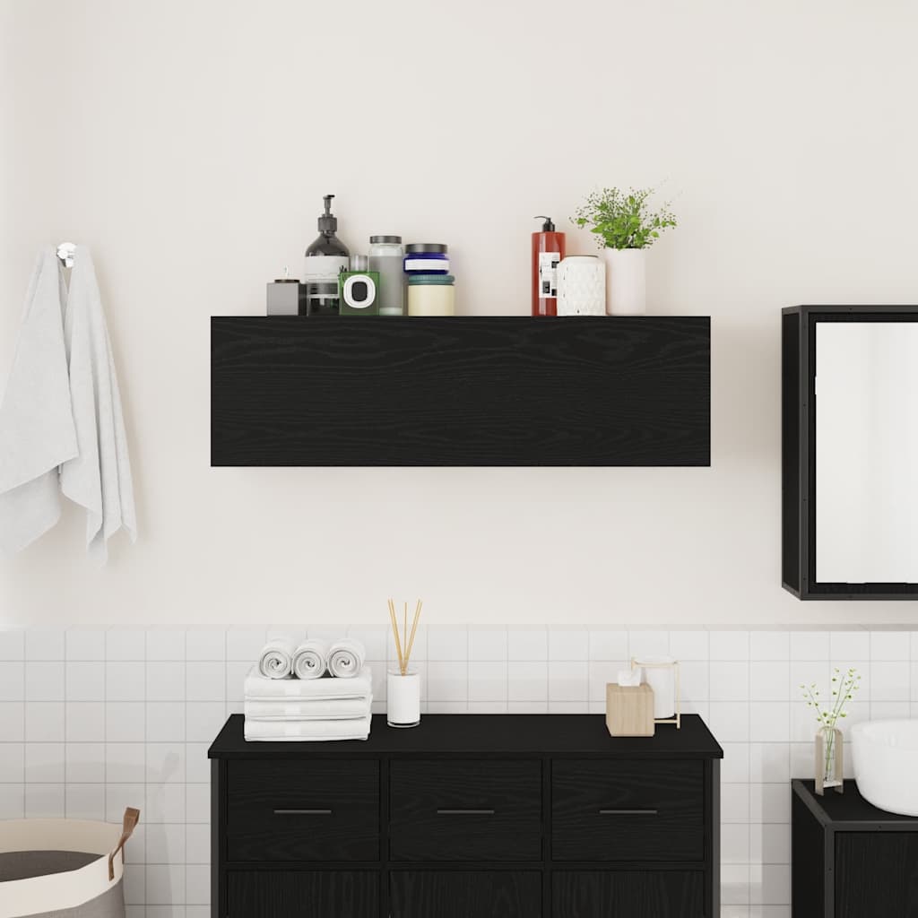vidaXL Bathroom Wall Cabinet Black 100x25x30 cm Engineered Wood