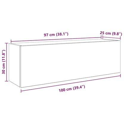 vidaXL Bathroom Wall Cabinet Black 100x25x30 cm Engineered Wood