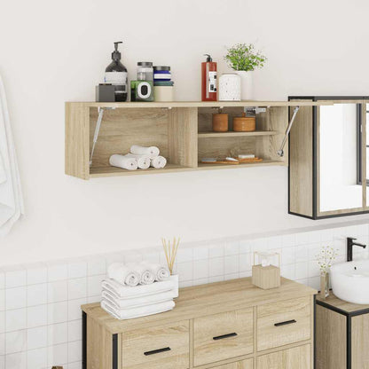 vidaXL Bathroom Wall Cabinet Sonoma Oak 100x25x30 cm Engineered Wood