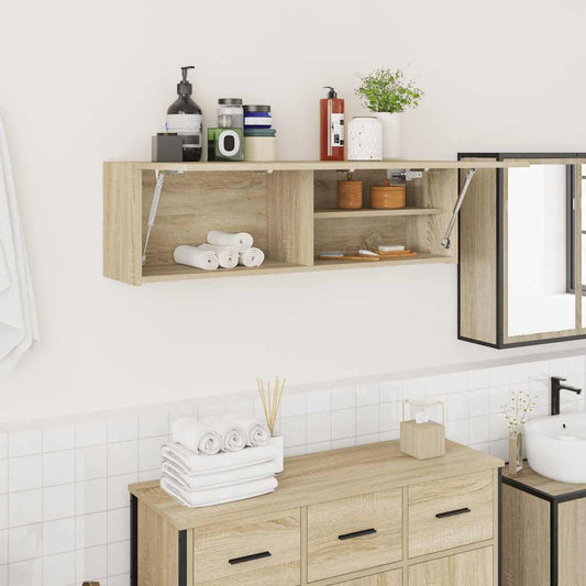 vidaXL Bathroom Wall Cabinet Sonoma Oak 100x25x30 cm Engineered Wood