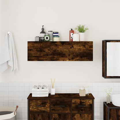 vidaXL Bathroom Wall Cabinet Smoked Oak 100x25x30 cm Engineered Wood