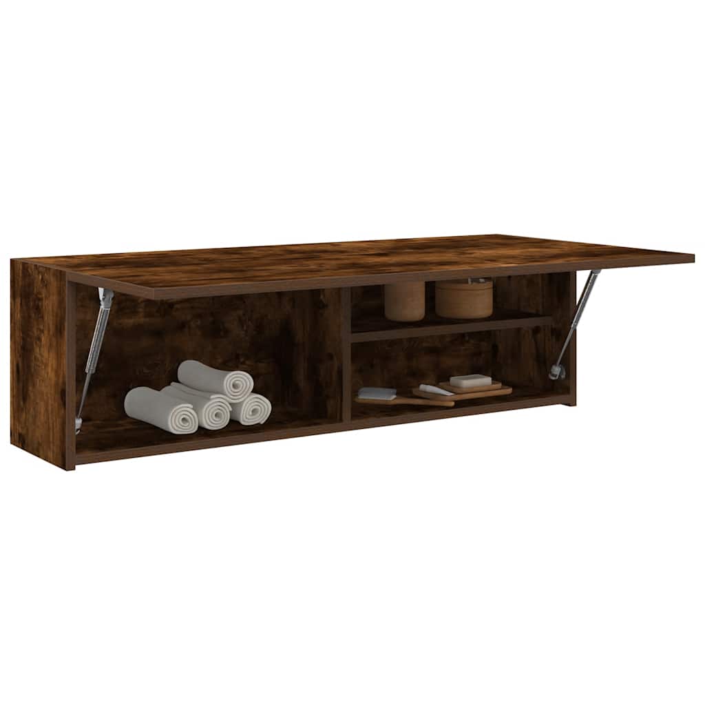 vidaXL Bathroom Wall Cabinet Smoked Oak 100x25x30 cm Engineered Wood