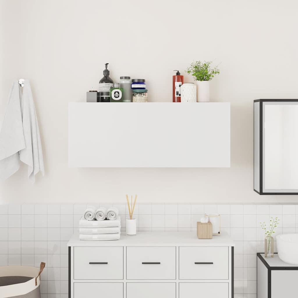vidaXL Bathroom Wall Cabinet White 100x25x40 cm Engineered Wood