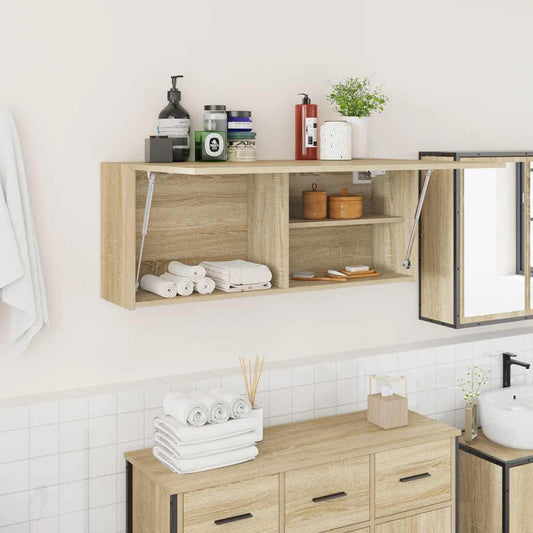 vidaXL Bathroom Wall Cabinet Sonoma Oak 100x25x40 cm Engineered Wood